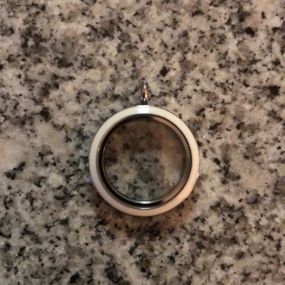 Origami Owl, White enamel twist Large Locket